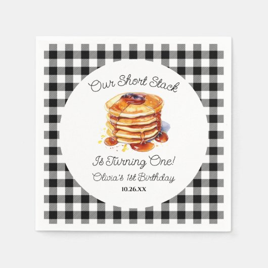 私たちのショートスタックパンケーキブレックファーストバースデーパーティー スタンダードカクテルナプキン (正面)
