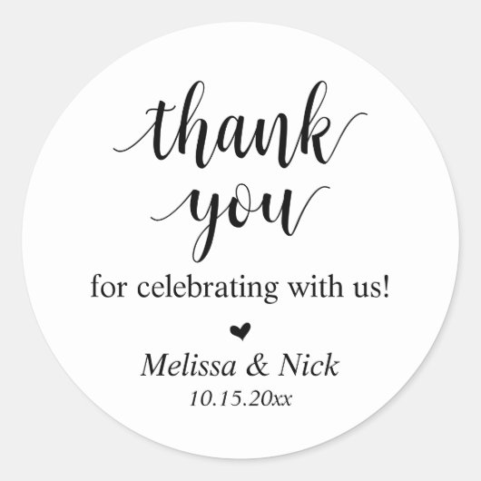 私たちのステッ祝カーをありがとうござ結婚う ラウンドシール (正面)