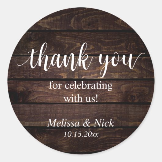 私たちのステッ祝カーをありがとうござ結婚う ラウンドシール (正面)