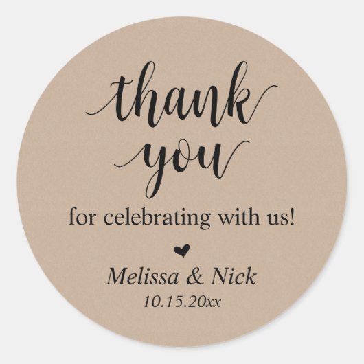 私たちのステッ祝カーをありがとうござ結婚う ラウンドシール (正面)