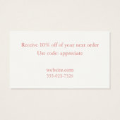 私たちのスモールビジネスをサポートしてくれてありがとう (裏面)