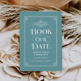 私たちのデートの本を予約しよう - アクア ヴィンテージ カバー 結婚式 セーブザデート