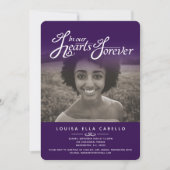 私たちのハートで写真葬儀パープル招待状 招待状 (正面)