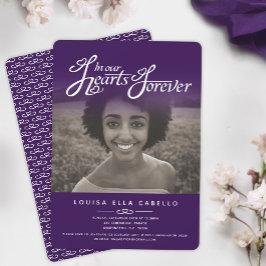 私たちのハートで写真葬儀パープル招待状 招待状