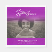 私たちのハートで永遠にピンクの紫のナプキンを写真 スタンダードランチョンナプキン (正面)