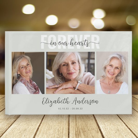 私たちのハートで永遠にミニマル写真葬儀 ゲストブック