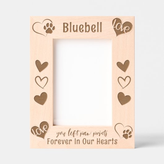 私たちのハートで永遠に犬のペット レーザー彫刻フレーム (正面)