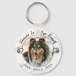 私たちのハートで永遠に犬の記念写真ポーハート キーホルダー