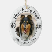 私たちのハートで永遠に犬の記念写真ポーハート セラミックオーナメント (右)
