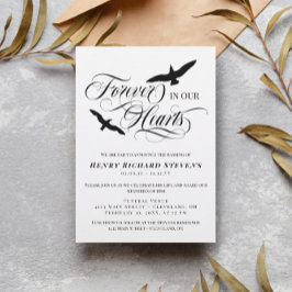 私たちのハートで永遠に舞う鳥の写真葬儀 招待状