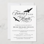 私たちのハートで永遠に舞う鳥の写真葬儀 招待状 (正面)