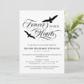 私たちのハートで永遠に舞う鳥の写真葬儀 招待状 (スタンド正面)