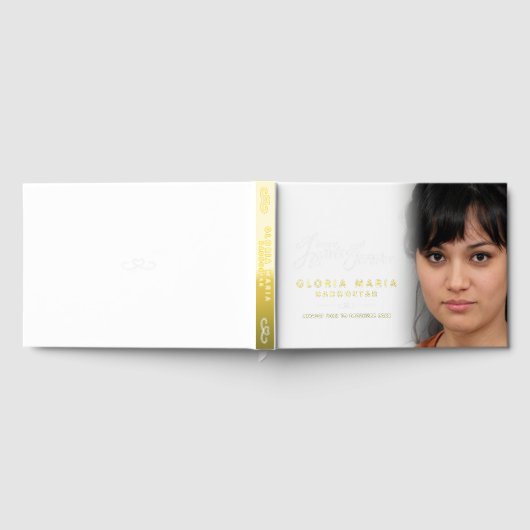 私たちのハートで永遠に葬儀の写真の白金ゴールド ゲストブック (全面)