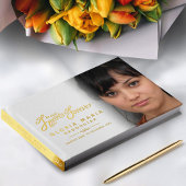 私たちのハートで永遠に葬儀の写真の白金ゴールド ゲストブック