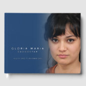 私たちのハートで永遠に葬儀の写真の青い銀 ゲストブック (正面)