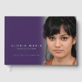 私たちのハートで永遠に葬儀の写真パープルシルバー ゲストブック (正面)