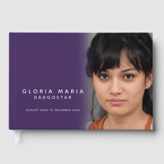私たちのハートで永遠に葬儀の写真パープルシルバー ゲストブック (正面)