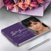 私たちのハートで永遠に葬儀の写真パープルシルバー ゲストブック