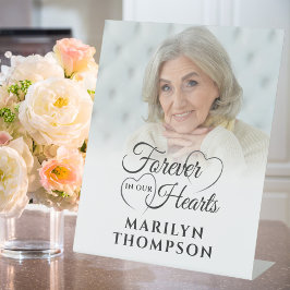 私たちのハートで永遠に葬儀の記念写真 台座サイン