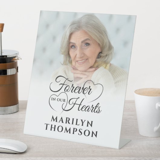 私たちのハートで永遠に葬儀の記念写真 台座サイン (インサイチュ)