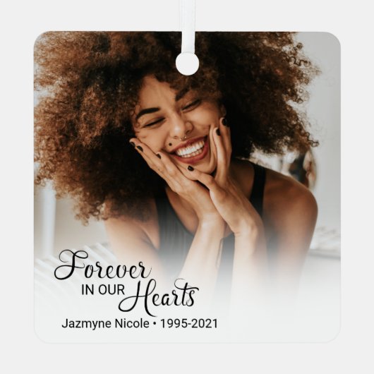 私たちのハートで永遠に記念写真 メタルオーナメント (裏面)