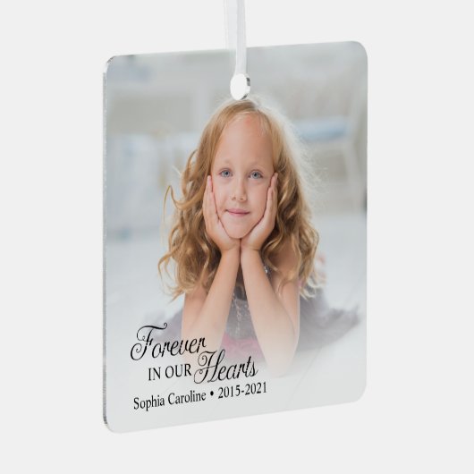 私たちのハートで永遠に記念子写真 メタルオーナメント (正面右)