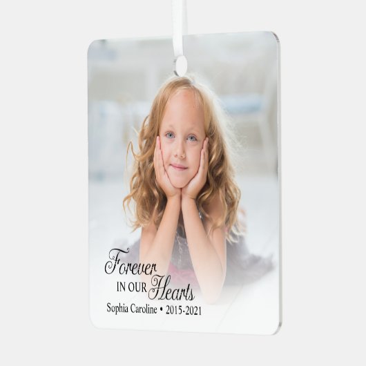 私たちのハートで永遠に記念子写真 メタルオーナメント (正面左)
