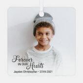 私たちのハートで永遠に記念子写真 メタルオーナメント (裏面)