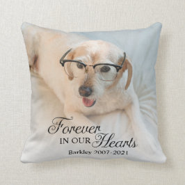 私たちのハートで永遠に記念犬の写真 クッション