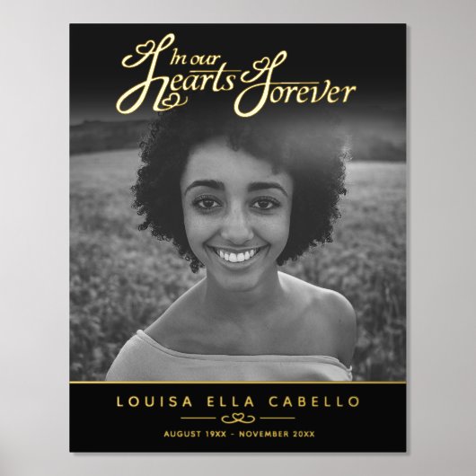 私たちのハートで永遠独身のに写真黒金ゴールド 箔ポスター (正面)