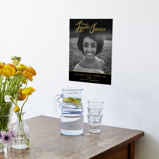 私たちのハートで永遠独身のに写真黒金ゴールド 箔ポスター (レイダウン (キッチン))