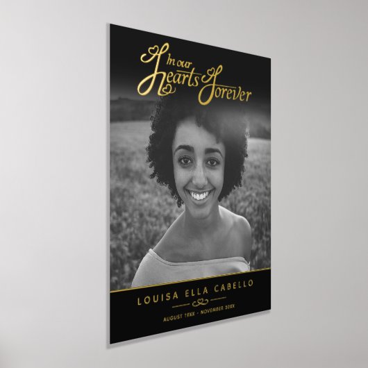 私たちのハートで永遠独身のに写真黒金ゴールド 箔ポスター (レイダウン)