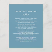 私たちのハートで葬儀の青い白い写真詩カード エンクロージャーカード (裏面)