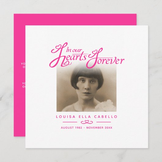 私たちのハートで葬儀は彼女はピンクの白の詩に行っている ノートカード (正面/裏面)