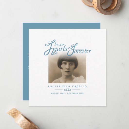 私たちのハートで葬儀は彼女は白い青の詩を消している ノートカード (正面/裏面インサイチュ)