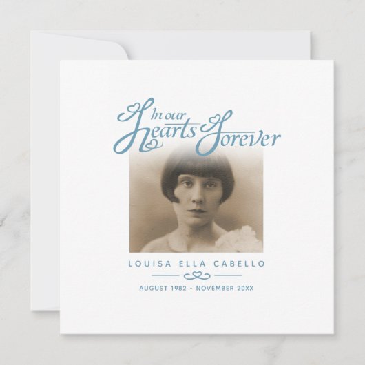 私たちのハートで葬儀は彼女は白い青の詩を消している ノートカード (正面)