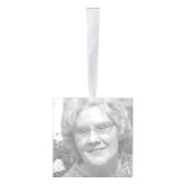 私たちのハートで葬儀ピンクの白い写真追悼 キューブオーナメント (右)