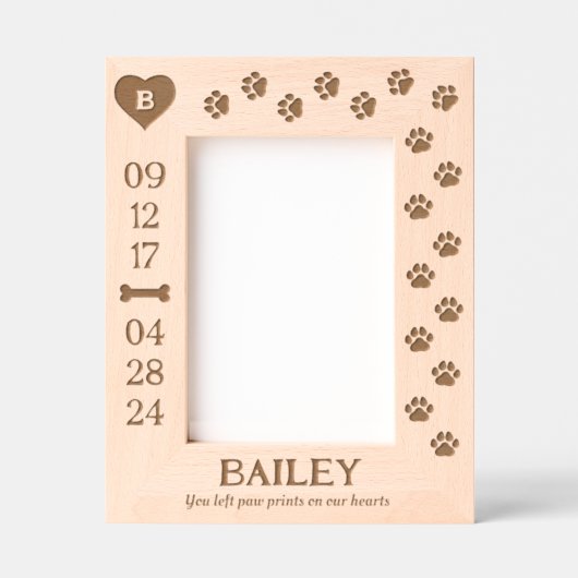 私たちのハートの犬の記念碑にモノグラムの前版画 レーザー彫刻フレーム (正面)