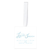 私たちのハートの葬儀の青い白い写真追悼 キューブオーナメント (正面)