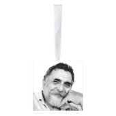 私たちのハートの葬儀の青い白い写真追悼 キューブオーナメント (右)