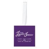 私たちのハートの葬儀は永遠に紫の2つの写真 キューブオーナメント (正面)