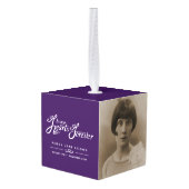 私たちのハートの葬儀は永遠に紫の2つの写真 キューブオーナメント (裏面アングル)