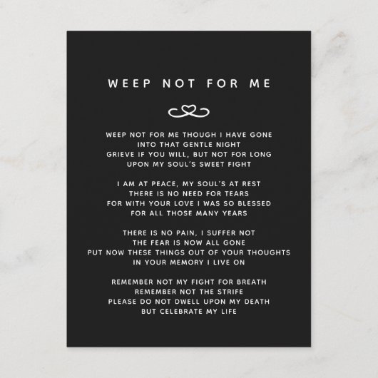 私たちのハートの葬儀は永遠に黒い写真詩 エンクロージャーカード (裏面)