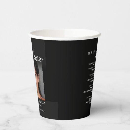 私たちのハートの葬儀は永遠に黒い詩と写真 紙コップ (左)