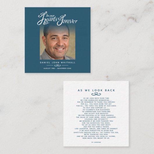 私たちのハートの葬儀を振り返る詩を青く見て ノートカード (正面/裏面)