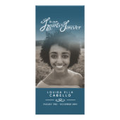 私たちのハートの葬儀プログラムで白とスチールブルー ラックカード (裏面)