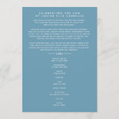 私たちのハートの葬儀プログラムで白と青 プログラム (裏面)