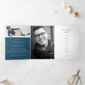 私たちのハートダークブルーの葬儀プログラム 三つ折りプログラム (内部)