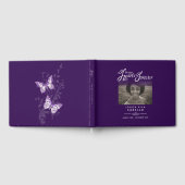 私たちのハートパープルホワイト文字の葬儀ゲストブック ゲストブック (全面)