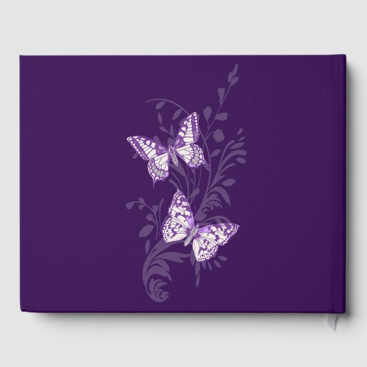 私たちのハートパープルホワイト文字の葬儀ゲストブック ゲストブック (裏面)